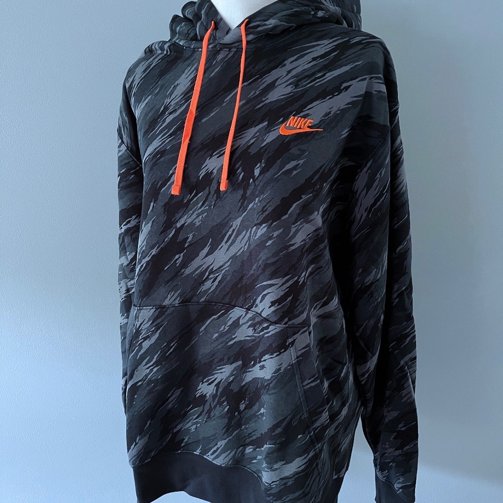 Nike Sportswear Club Black Camo Fleece Pullover Hoodie Men's XL